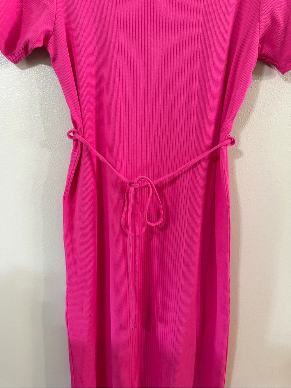 Saturday/Sunday NWT Ribbed Hot Pink Pima Cotton Midi Dress - Picture 6 of 10